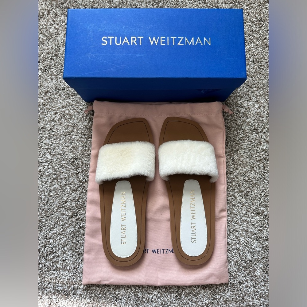 Stuart Weitzman Women's Cammy Shearling Slide Sandals 9.5B